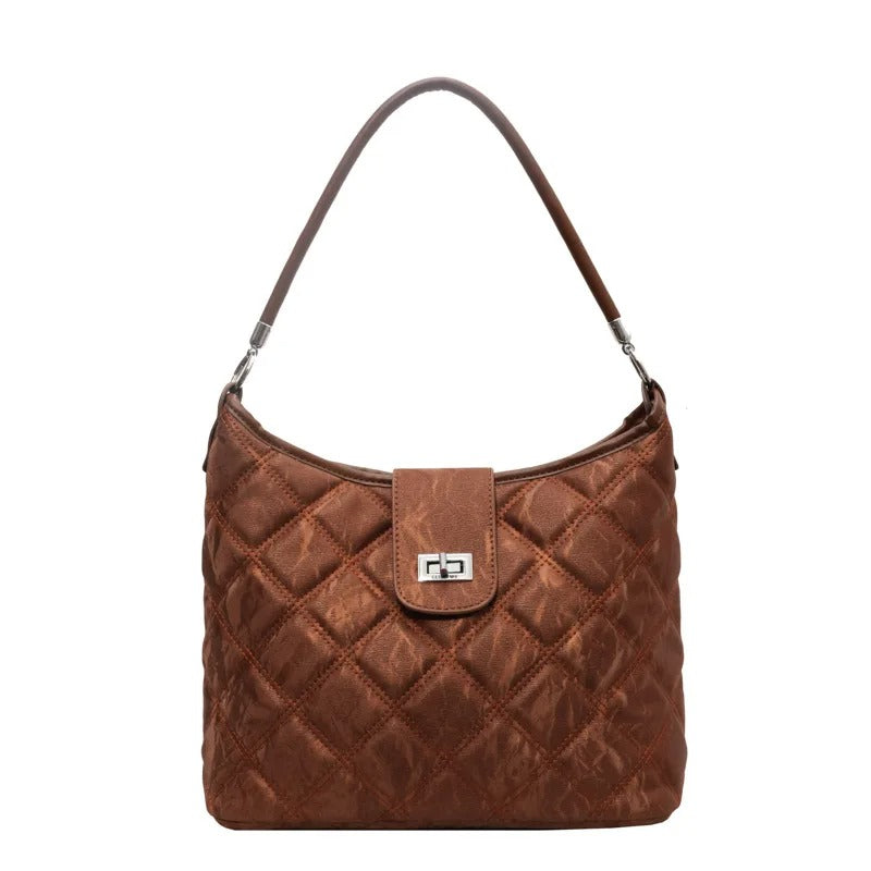 Women’s Retro Diamond Pattern Large Shoulder Bag