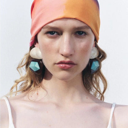 Vintage Turquoise Geometric Drop Earrings for Women