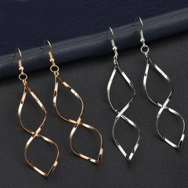 Spiral Curved Hollow Digital Earrings for Women Korean Arc Pendant Jewelry