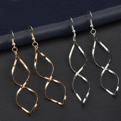 Spiral Curved Hollow Digital Earrings for Women Korean Arc Pendant Jewelry