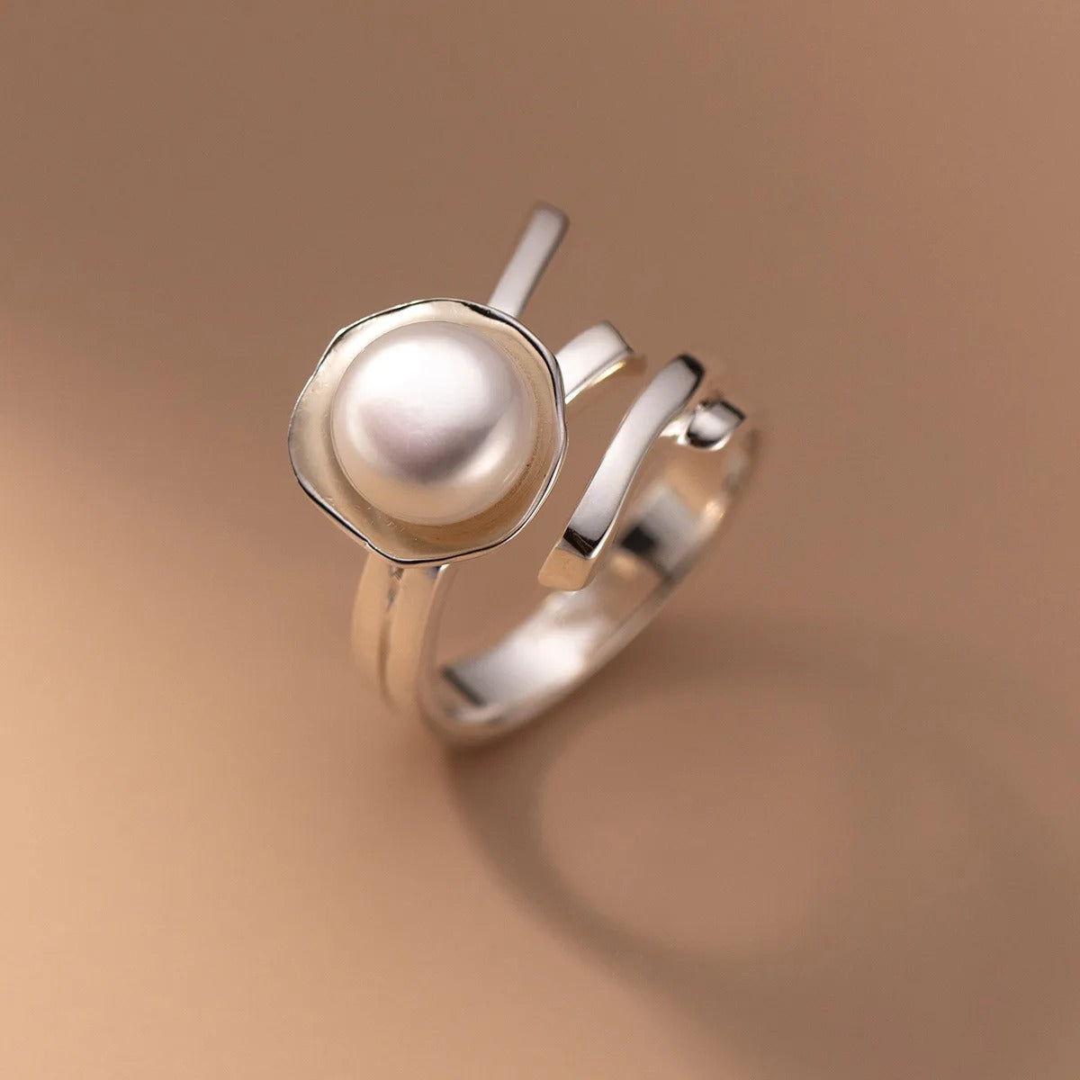 925 Sterling Silver Pearl Line Rings For Women Teens Wedding Luxury Designer Jewelry Accessories