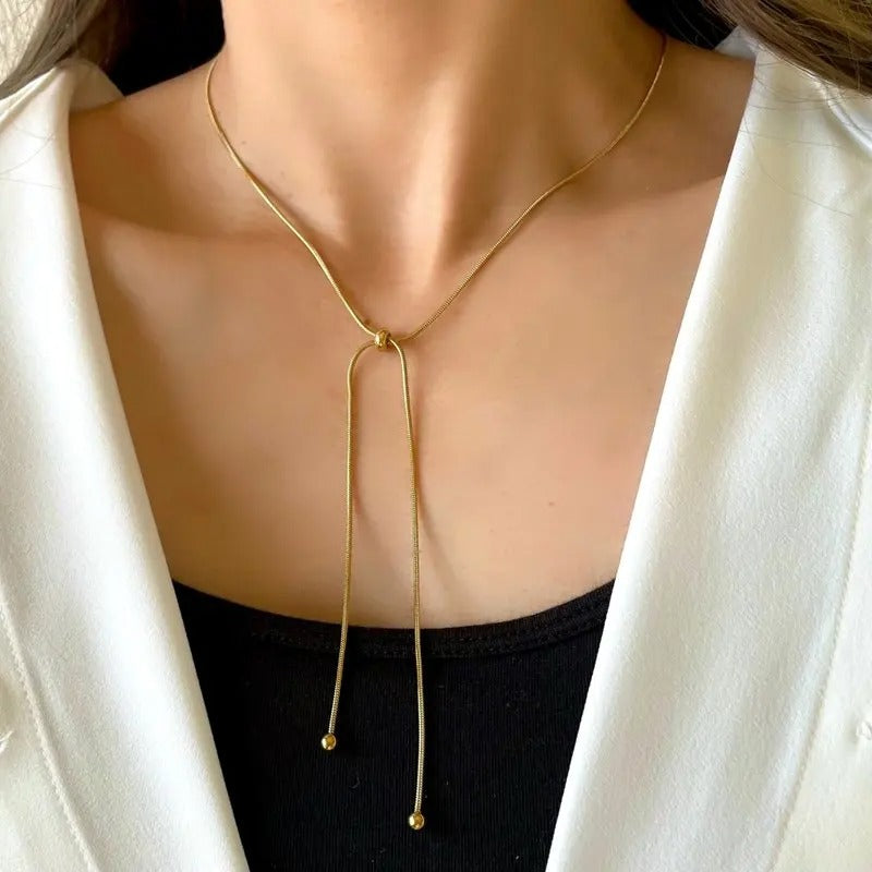 Minimalist Stainless Steel Snake Necklace Adjustable Clavicle Chain