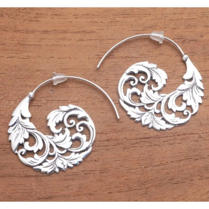 Exquisite Flower Geometry Hollow Dangle Earrings Silver Jewelry