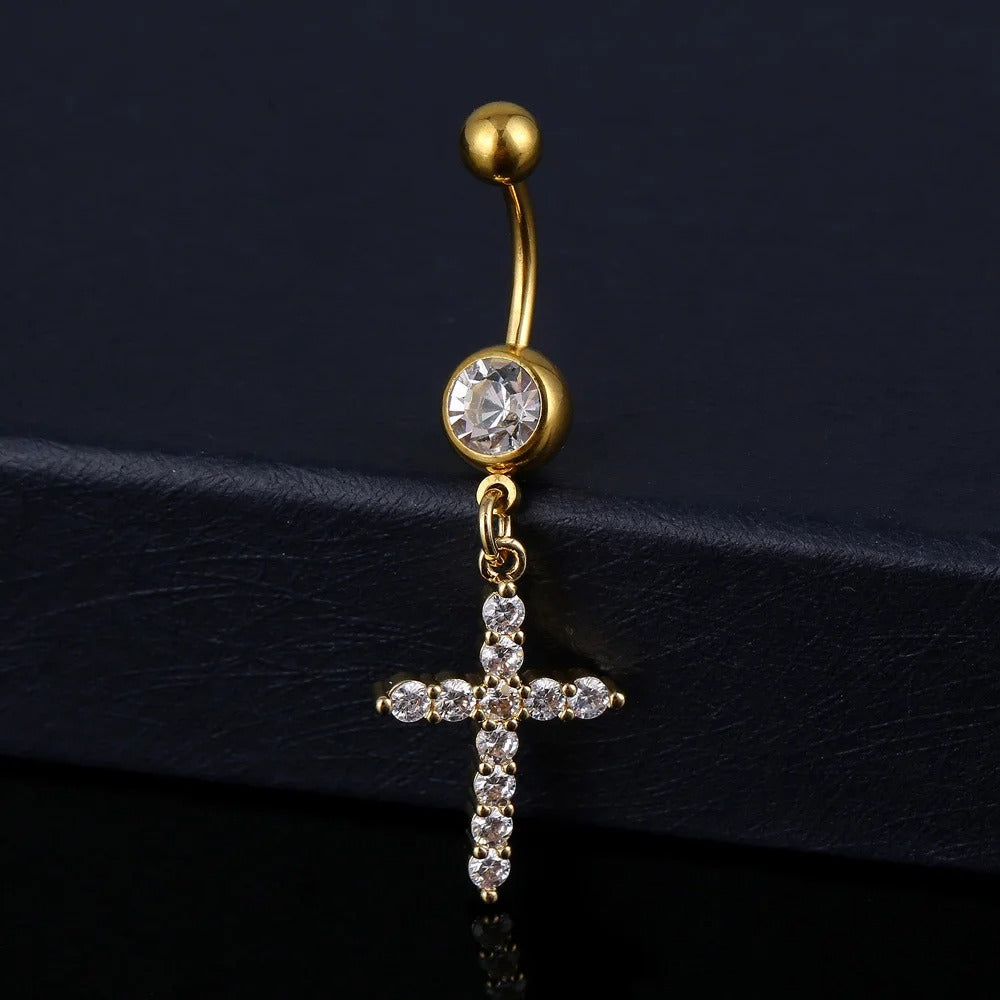 White Zircon Belly Ring Summer Beach Bikini Accessory