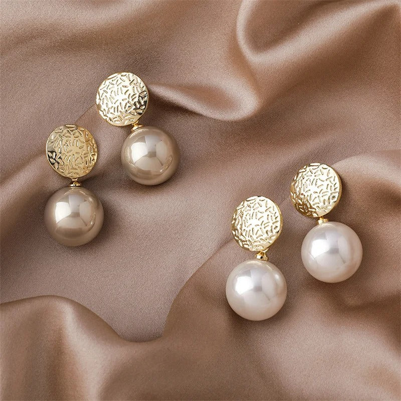 Simulated Pearl Drop Earrings Women Long Statement Jewelry