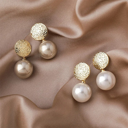 Simulated Pearl Drop Earrings Women Long Statement Jewelry