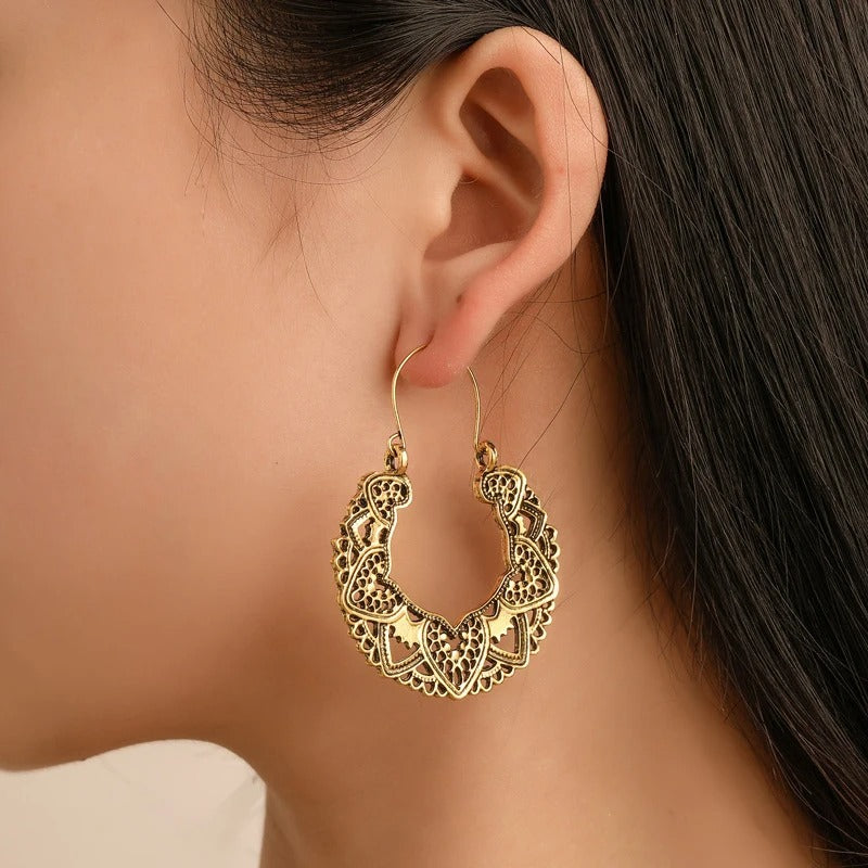Indian Ethnic Hoop Dangle Earrings Women Gypsy Fashion Jewelry