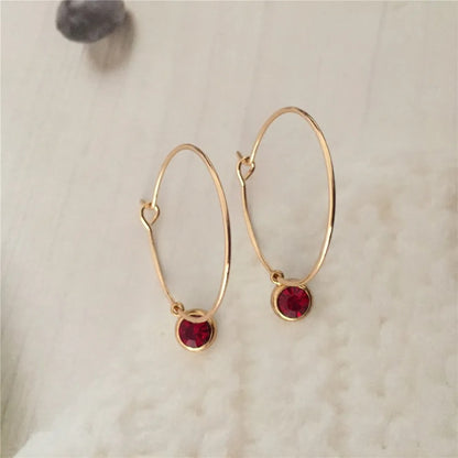 Korean Style Gold Hoop Earrings Women Small Stone Charm Jewelry