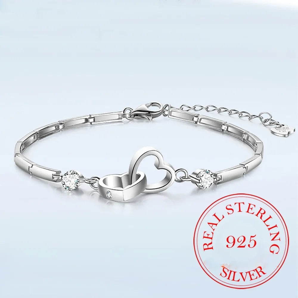 Women’s Sterling Silver Charm Bracelet Valentine’s Day Jewelry