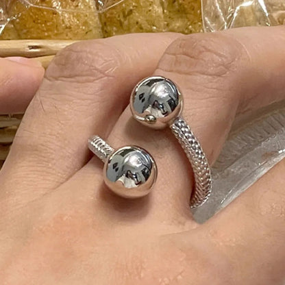 925 Sterling Rings for Women Fashion Geometric Handmade Irregular Double Balls Ring Party Christmas Gift