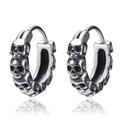 Full Skull Ghost Head Hoop Earrings Men Cool Punk Trend Jewelry