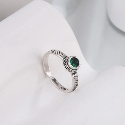 Sterling Silver Green Zircon Ring for Women Wedding Jewelry