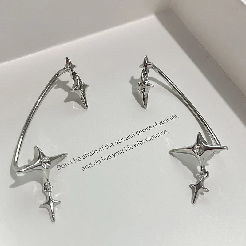 Fashion Star Clip Ear Cuff Earrings for Women Zircon No Piercing Trendy Ear Clip Gothic Irregular Earcuff Earring Jewelry
