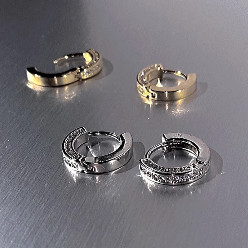 Trendy Stainless Steel Hoop Earrings Women Crystal Punk Jewelry