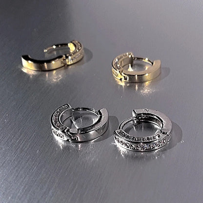 Trendy Stainless Steel Hoop Earrings Women Crystal Punk Jewelry
