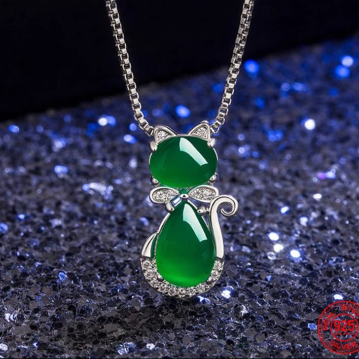 925 Sterling Silver Emerald Necklace For Women Fashion Jewelry Accessories
