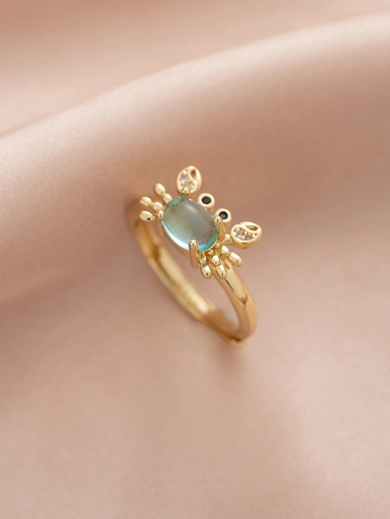 Exquisite Mini Cute Crab Adjustable Ring Personalized Women Party Holiday Gift Jewelry Accessories