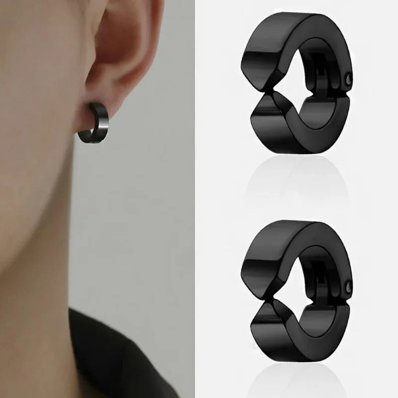 Non-Piercing Clip Earrings for Women Punk Titanium Steel Studs