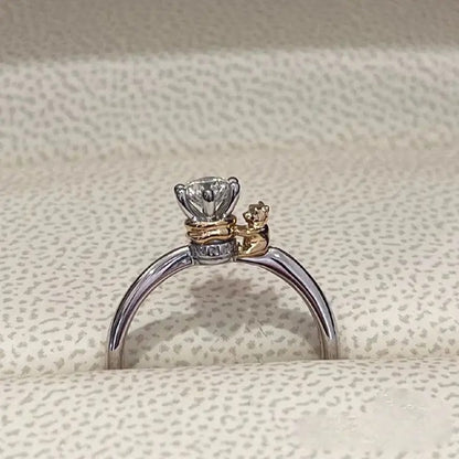 Cartoon Character Winnie The Pooh Crystal Rings Adjustable Copper Ring Fashion Students Anime Peripheral Birthday Accessories
