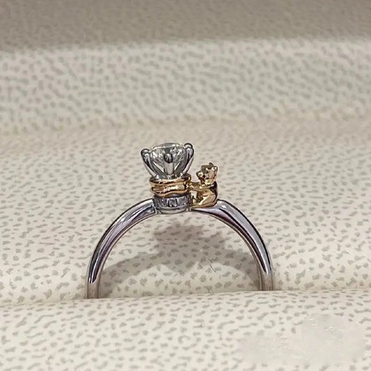 Cartoon Character Winnie The Pooh Crystal Rings Adjustable Copper Ring Fashion Students Anime Peripheral Birthday Accessories