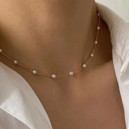 New Beads Women's Neck Chain K-pop Pearl lace Gold Color Goth Choker Jewelry On The Pendant 2025 Collar For Girl