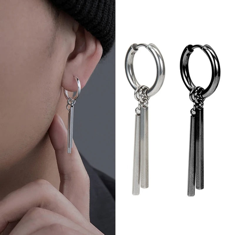 Cool Punk Ear Clip Earrings Men Women Long Stick Pendant