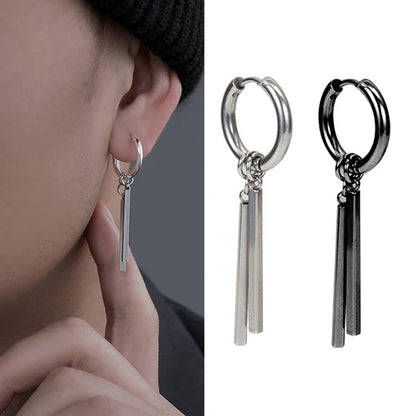 Cool Punk Ear Clip Earrings Men Women Long Stick Pendant