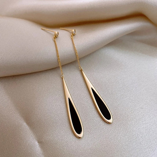 Black Tassel Drop Earrings Fashion Party Jewelry for Women