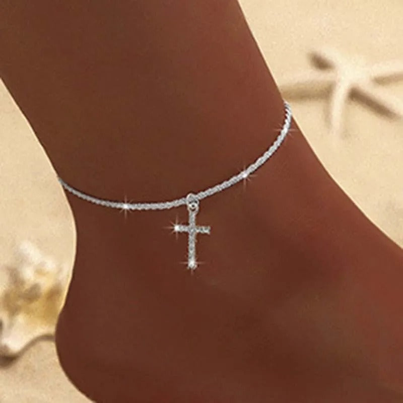 Heart & Cross Anklet Fashion Foot Jewelry for Women