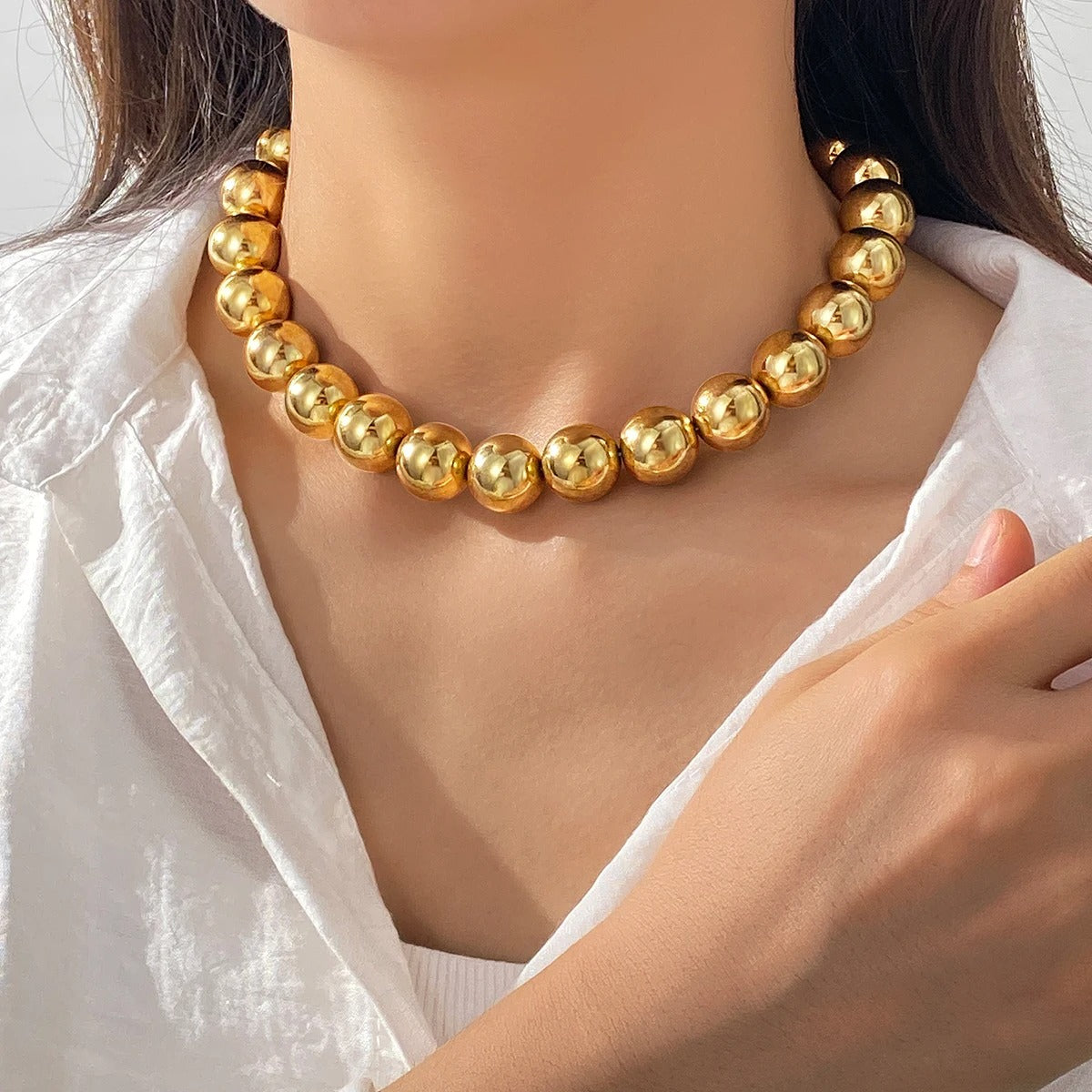 New Trendy Kpop Chokers Necklace For Women Temperament Simple Strand Bead Fashion Jewelry