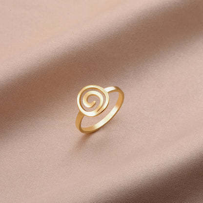 Skyrim Spiral Curl Ring Minimalist Stainless Steel Circle Design for Women’s Fashion & Birthday Jewelry Gift