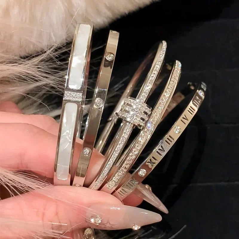 Silver Color Stainless Steel Colorfast Bracelets Sky full Star Bracelet Set for Women Fashion Light Luxury Jewelry Gifts