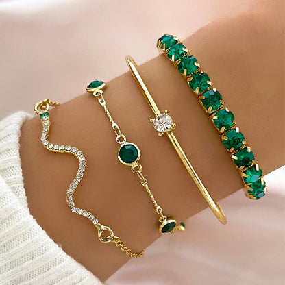 Fashionable Snake Gemstone Bangle Bracelet Set for Women Birthday Party