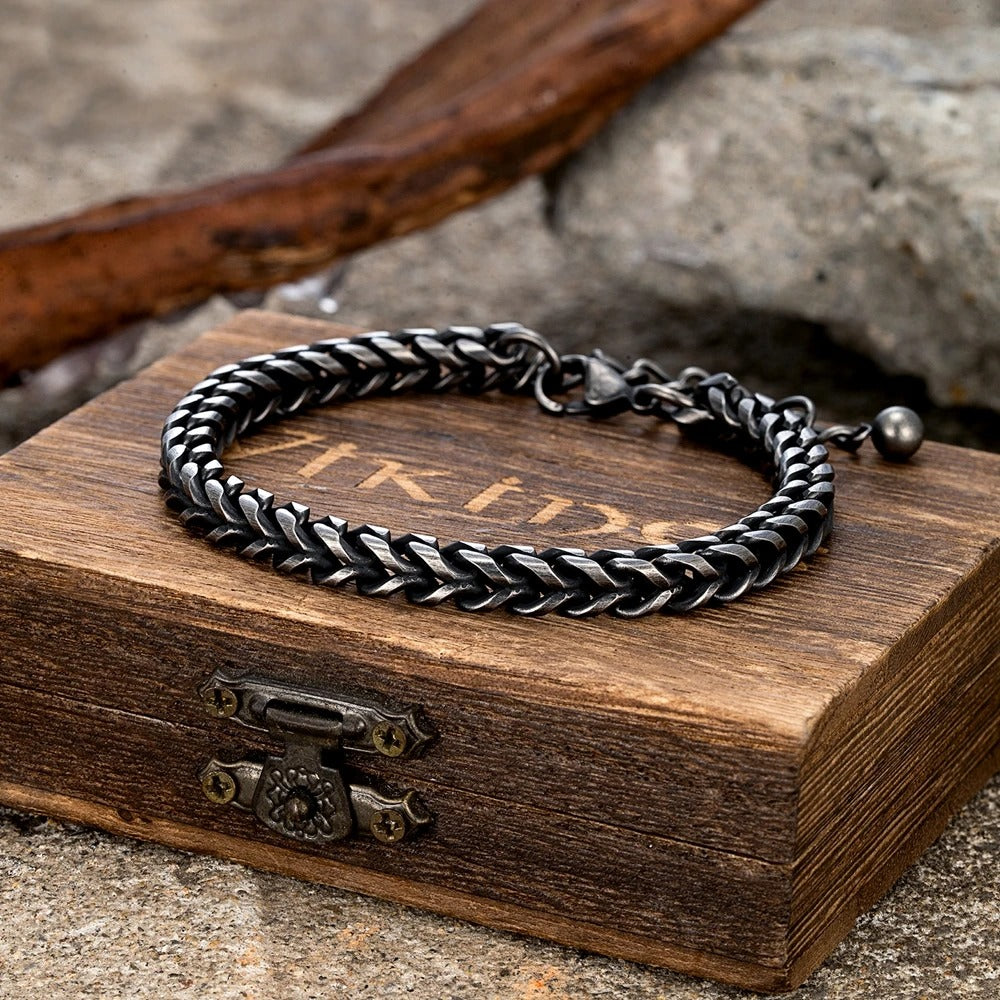 Retro Oxidized Black 6MM Cuban Chain Bracelet for Men
