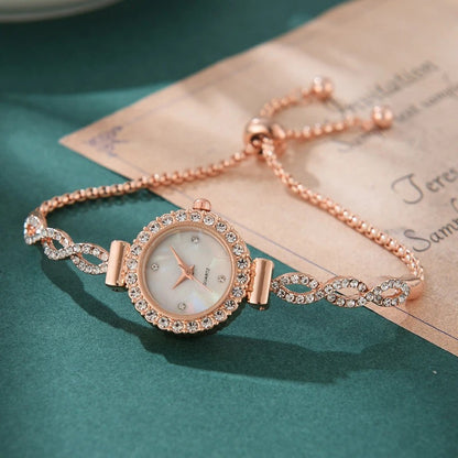 Fashion Rhinestone Women’s Bracelet Quartz Watch Elegant Sparkling Wristwatch