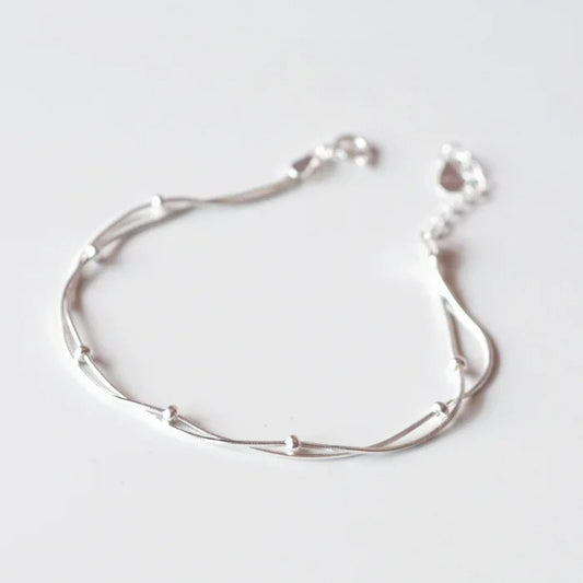 Beautiful 925 Sterling Silver Red Heart Bracelet for Women Simple Sweet Fashion Jewelry Gift