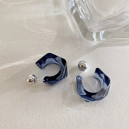 Women’s Clear Acrylic Geometric Hoop Earrings Korea Trendy Earrings