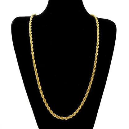 18K Gold Necklace 3MM Twisted Rope Twist Electroplating Chain for Men Women Wedding Jewelry Gifts