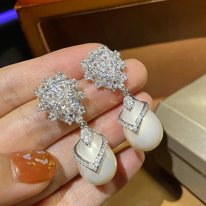 Gorgeous Pearl Drop Earrings Women Bridal Wedding Party Accessories