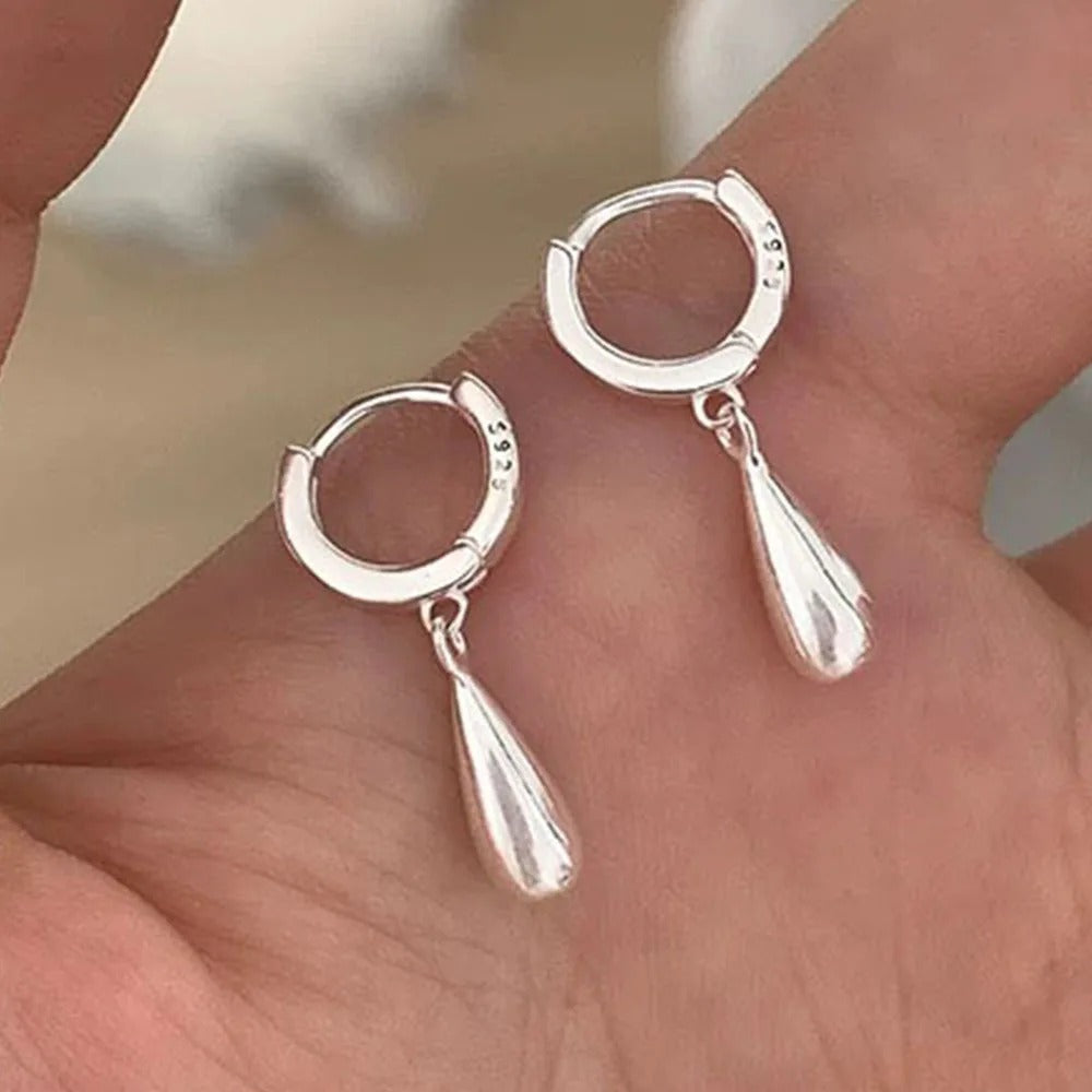 Simple Waterdrop Shape Earrings 925 Silver Women Jewelry