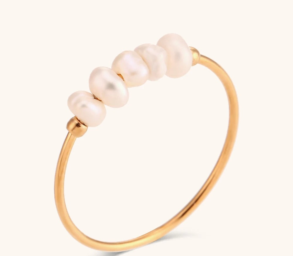 Elegant Small Freshwater Pearl Stainless Steel Finger Rings Women Fashion Daily Waterproof Jewelry And Accessories
