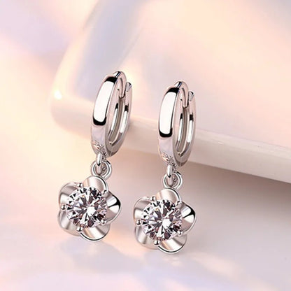 New Fashion Silver Earrings Women Plum Blossom Hoop Gift