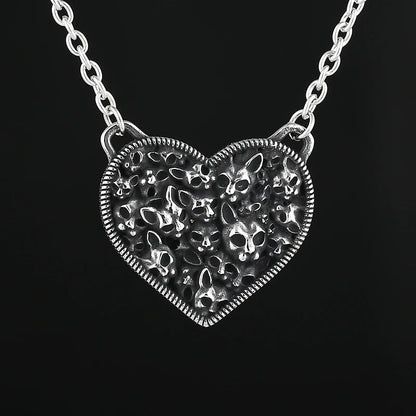 2025 New More Cat Heart Pendant Necklace Fashion Metal Glass Face Fine Chain Jewelry Man Women Couple Gift Accessories