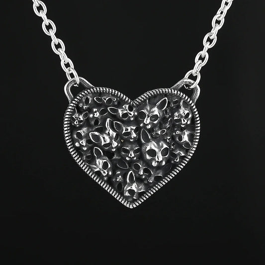 2025 New More Cat Heart Pendant Necklace Fashion Metal Glass Face Fine Chain Jewelry Man Women Couple Gift Accessories