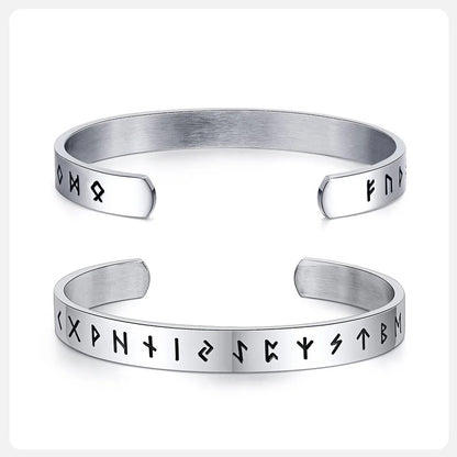 Viking Bracelets for Men Nordic Viking Rune Letters Amulet Cuff Bangle Vintage Punk Rock Boy Wristband