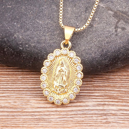 Gold Plated Copper Zircon Pendant Necklace for Women Handmade