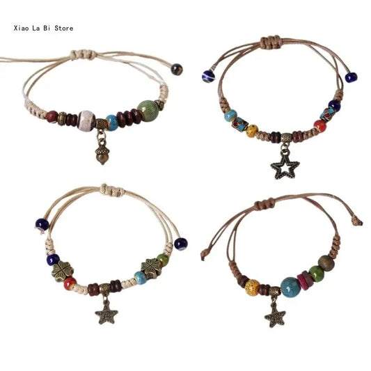 Ethnic Ceramic Beaded Bracelet – Handwoven String Bangle for Women & Men | Boho Wrist Accessory