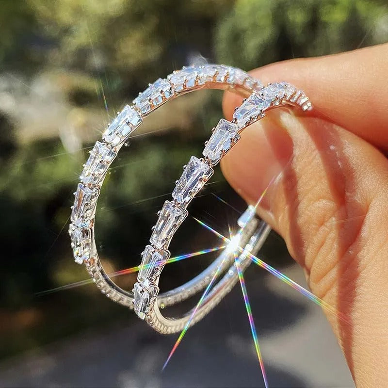 Women’s Exaggerated Circle Earrings Shiny Wedding Jewelry