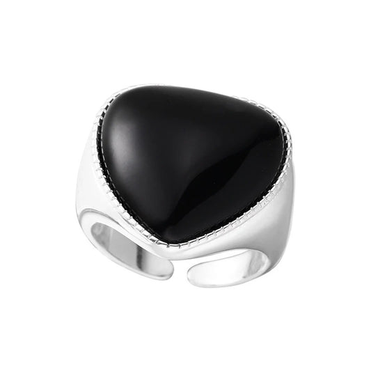 Black Drop Glaze Love Heart Geometric Rings For Women Couples New Fashion Simple Classic Hip Hop Party Jewelry Gifts