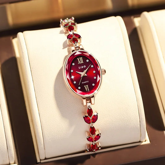 Women's Watches Light Luxury Diamond Inlaid Female Watch Waterproof Oval Ladies Fashion Quartz Bracelet Wristwatch